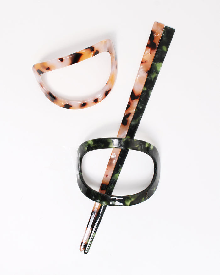 BANDED Women's Hair Accessories Juniper Ash - 2 Pack Hoop and Stick Hair Pins