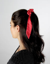 BANDED Women’s Premium Hair Accessories - Polka Dot Rouge - 2 Pack Ponytail Scarves