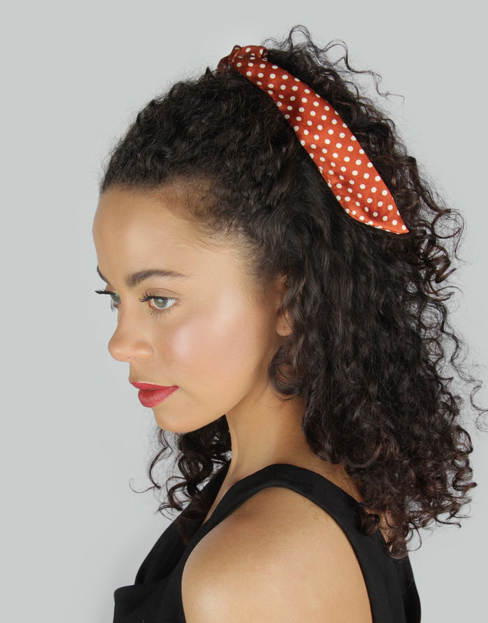 BANDED Women’s Premium Hair Accessories - Polka Dot Noir - 2 Pack Ponytail Scarves