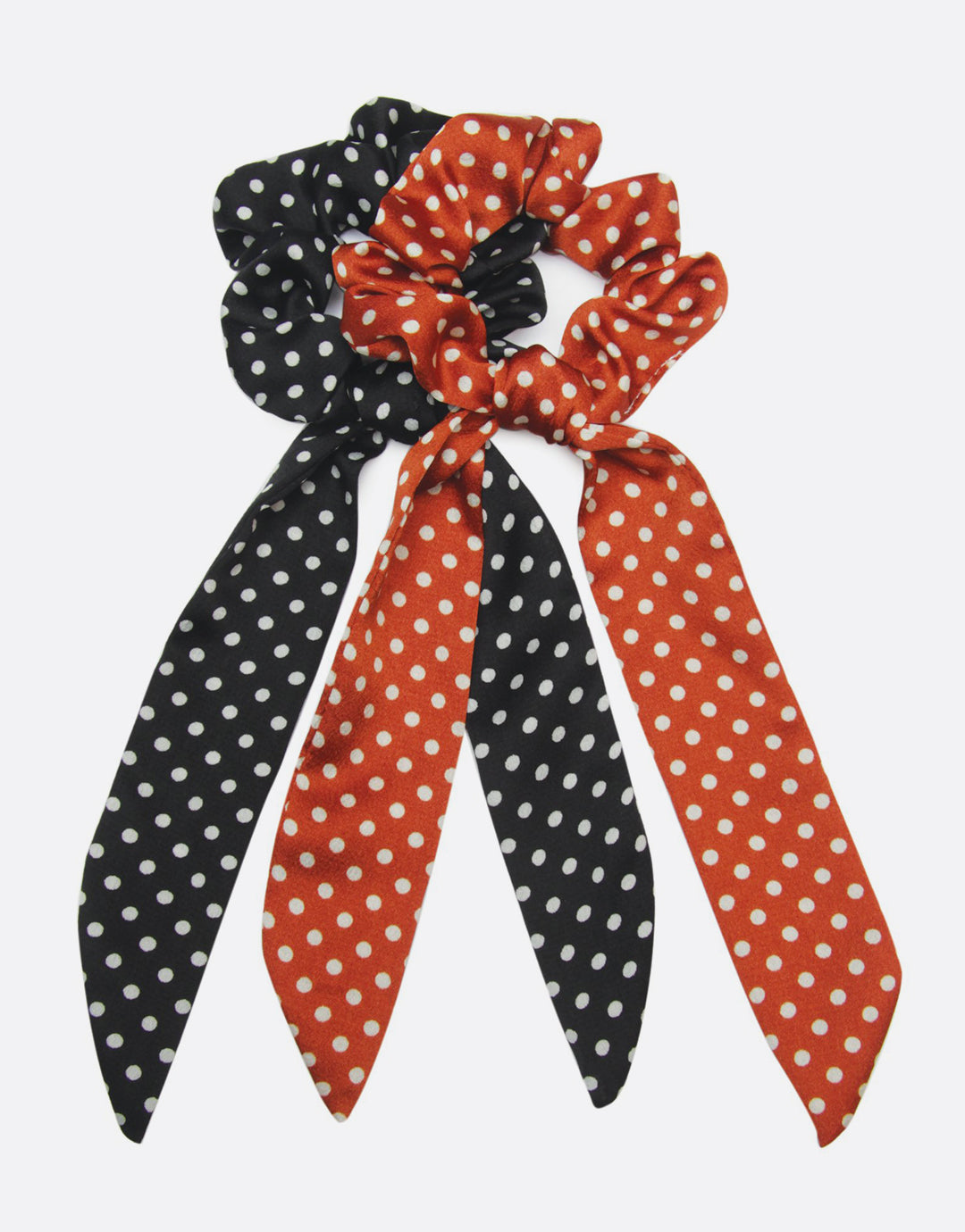 BANDED Women’s Premium Hair Accessories - Polka Dot Noir - 2 Pack Ponytail Scarves