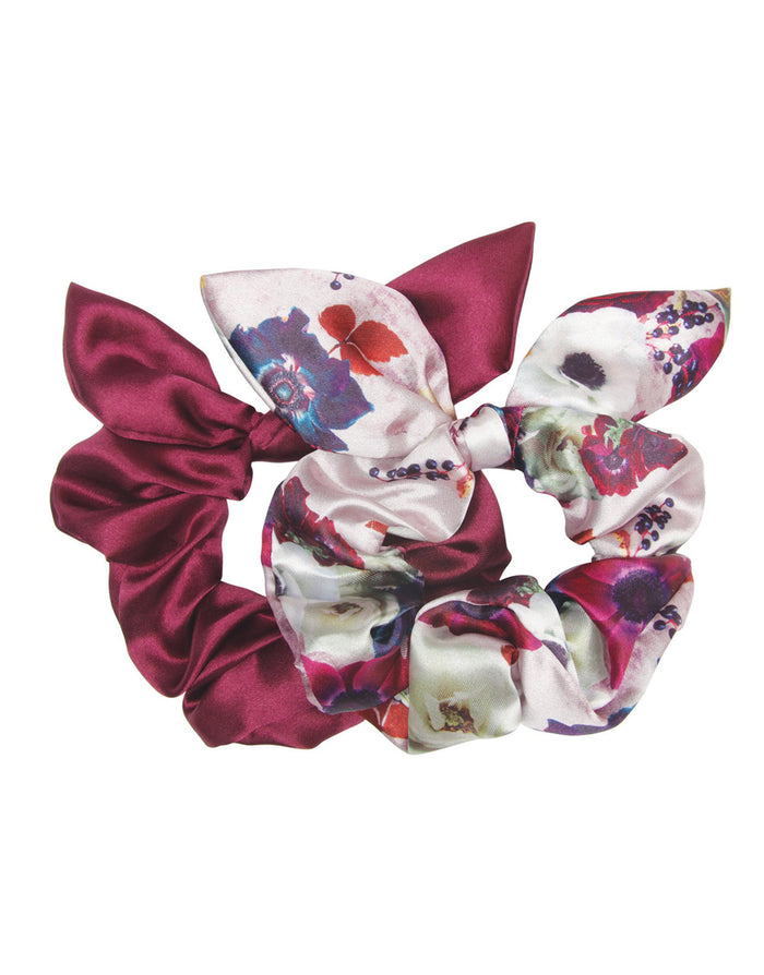 BANDED Women’s Premium Hair Accessories - Hampton Garden - 2 Pack Luxe Bow Scrunchies