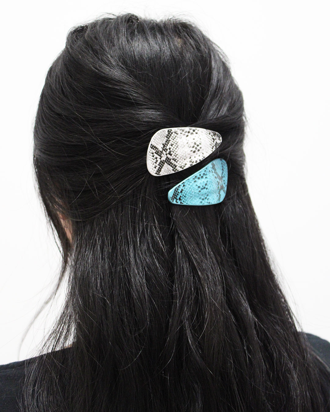 Neon Snakeskin - Faux Leather Snap Barrettes