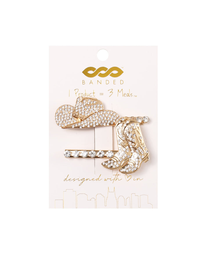 BANDED Hair Accessories - Nashville Collection - Boot Scootin' - Alligator Clips
