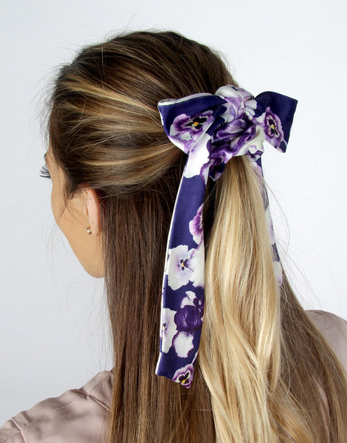 BANDED Women’s Premium Hair Accessories - Giverny Pansy - 2 Pack Scrunchie Bow ties