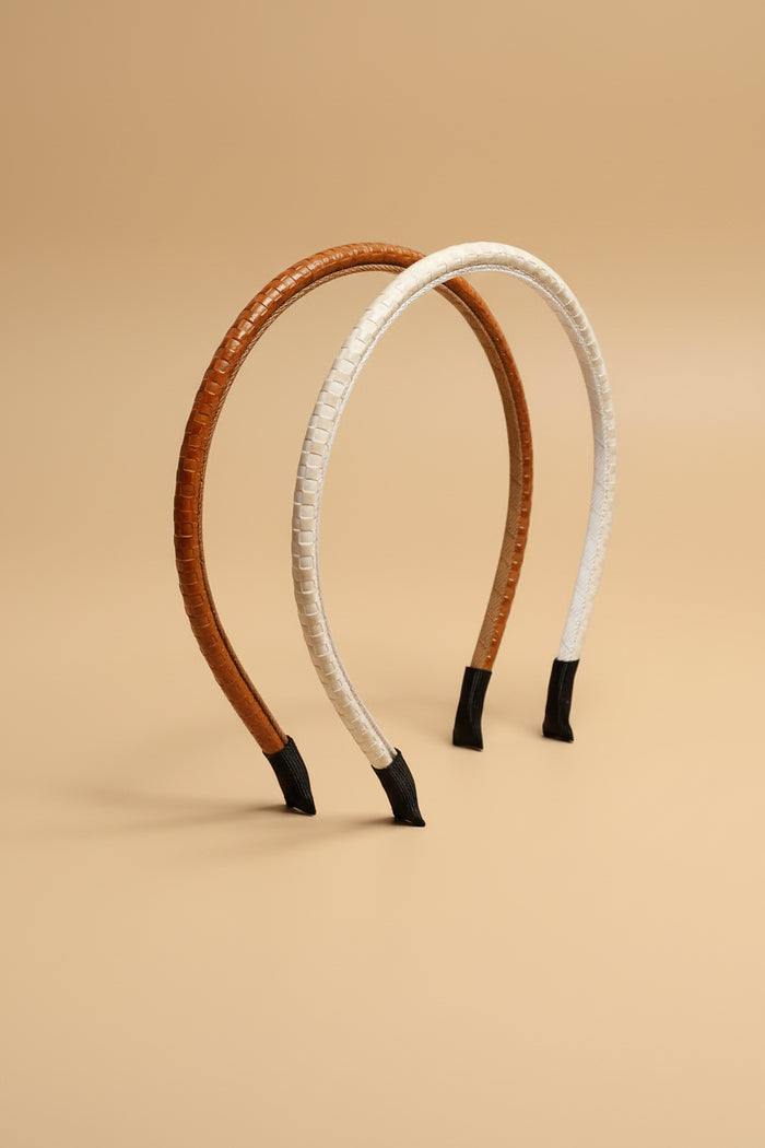 Birch & Fawn - 2 Pack Faux Leather Embossed Headbands