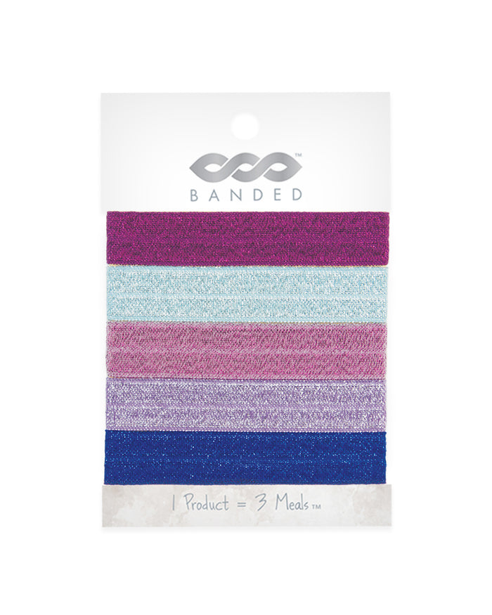 Giverny Pansy - Shimmer Hair Ties - 5 Pack