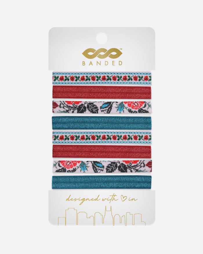 BANDED Cross-stitch Queen Hair Ties - 8 Pack