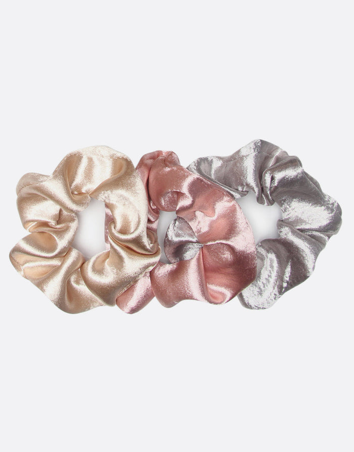 BANDED Women’s Premium Hair Accessories - Pink Champagne - 3 Pack Satin Scrunchies