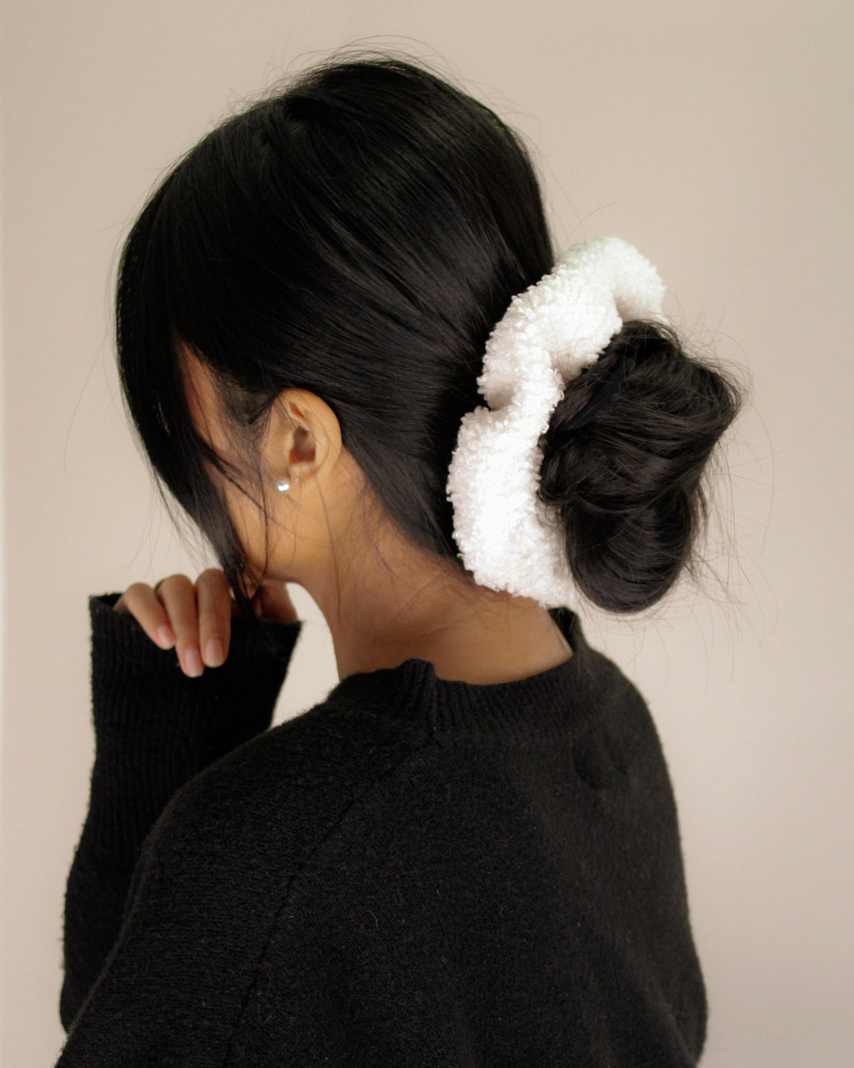 Teddy Fleece Scrunchie 4-Pack – Coffee Colors