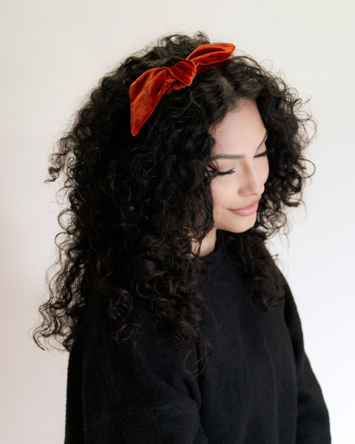 Autumn Pumpkin - Velvet Hair Ribbon