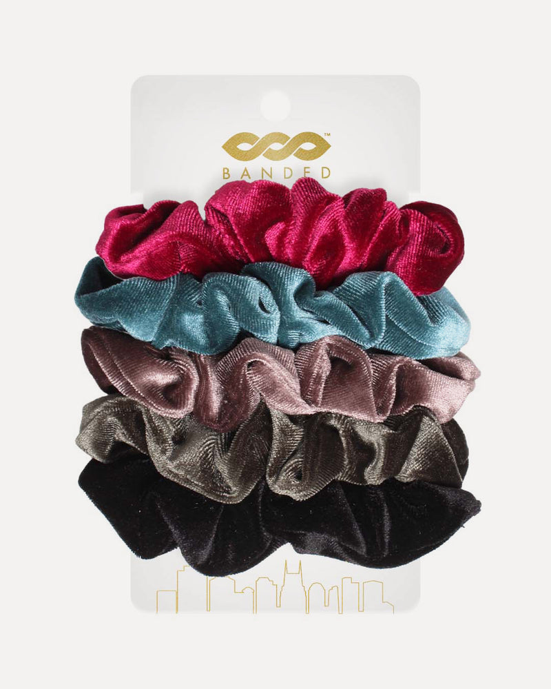 Jeweled - 5 Pack Velvet Scrunchies