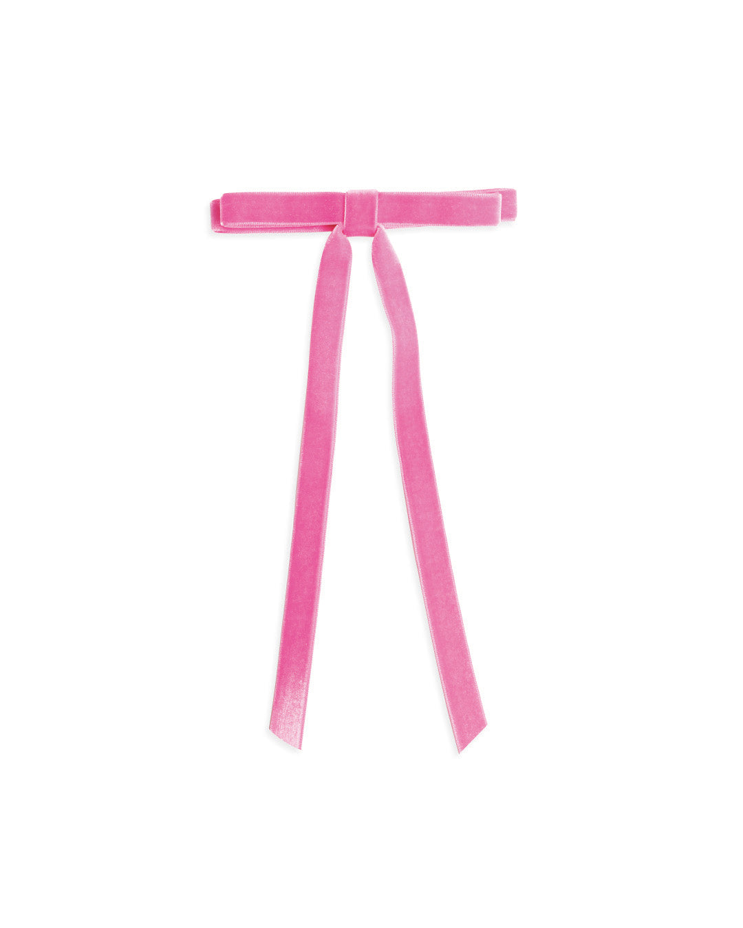 Pink Velvet Skinny Bow Barrette BANDED Hair Accessories