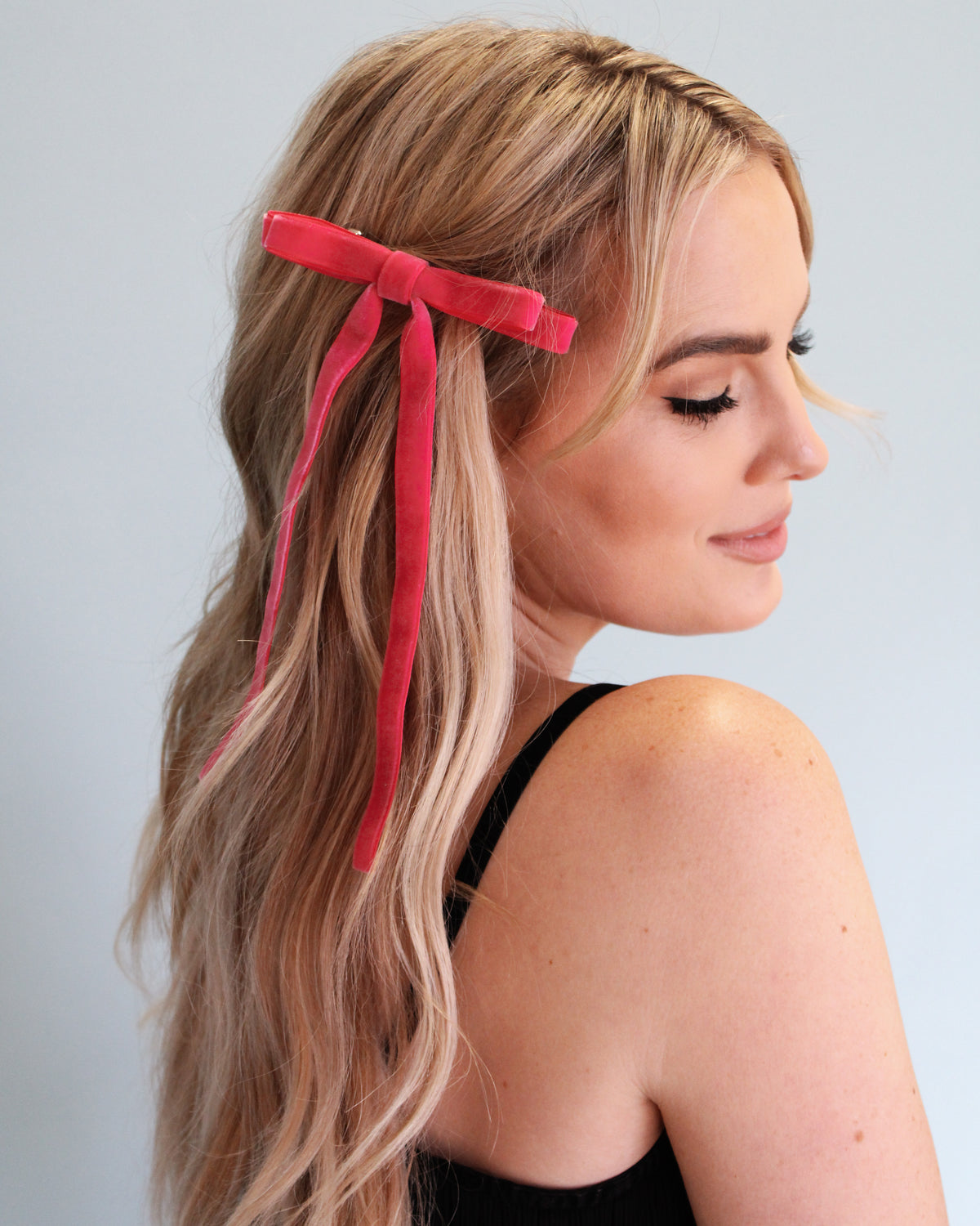 Velvet Skinny Bow Barrette