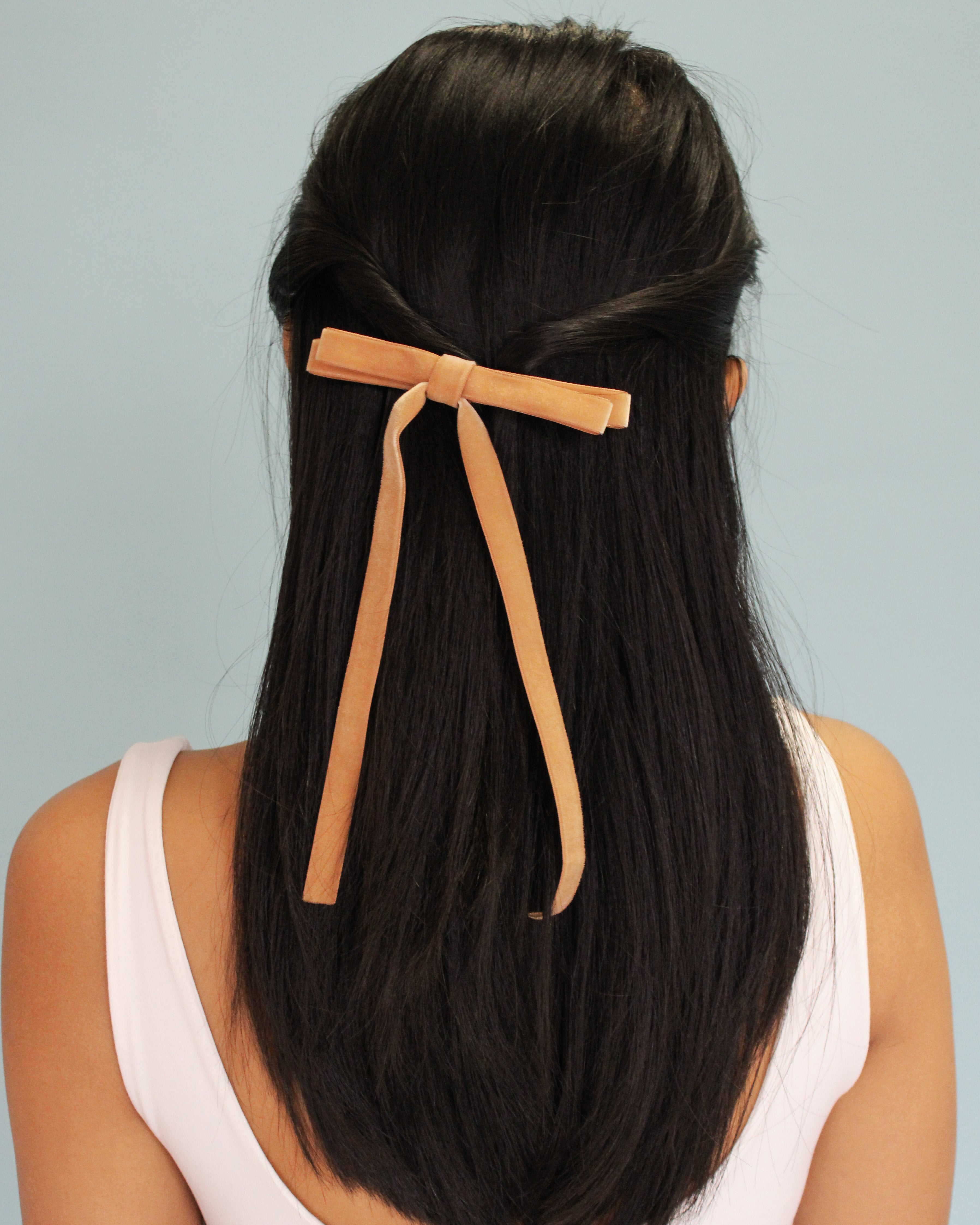Velvet Skinny Bow Barrette – Banded