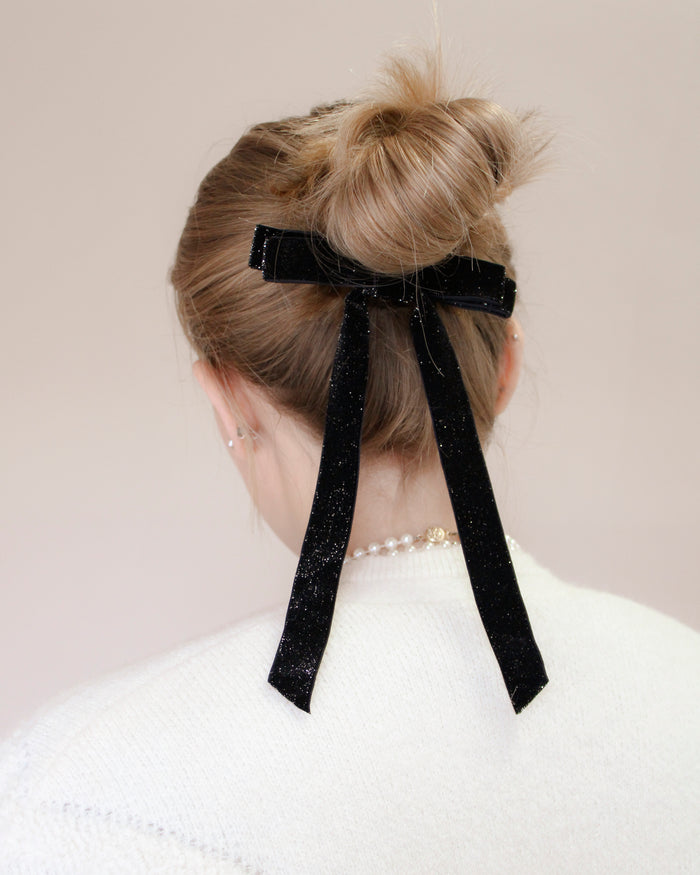 Shimmer Skinny Bow Barrette