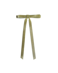 Olive Velvet Skinny Bow Barrette BANDED Hair Accessories