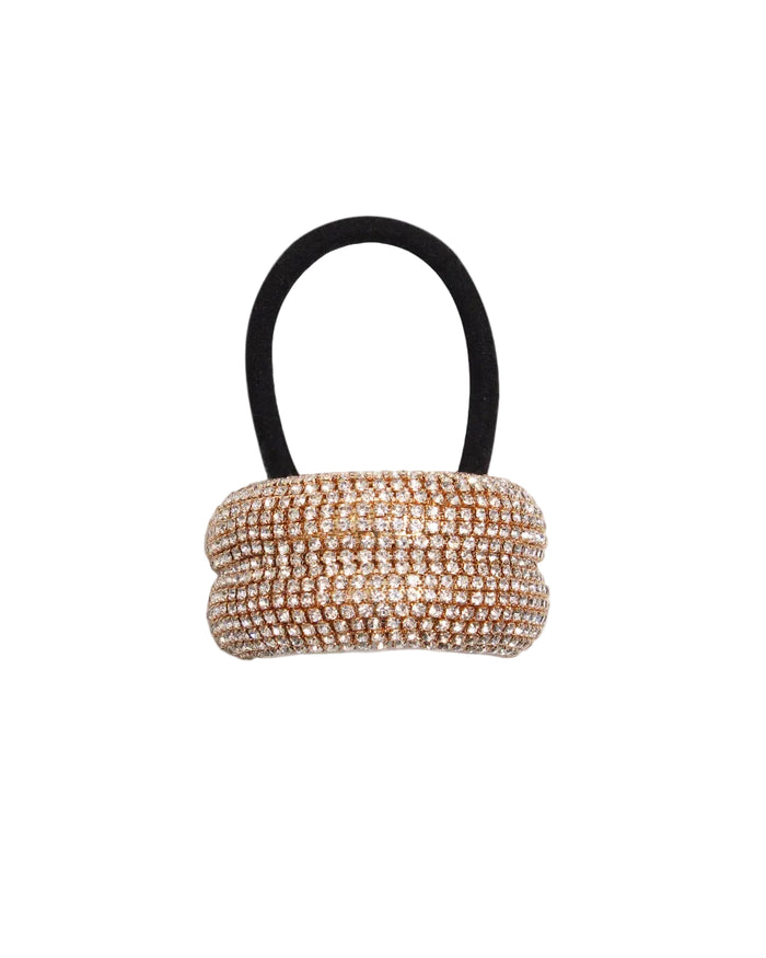 Decorative hair tie cuff with rhinestones on a white background