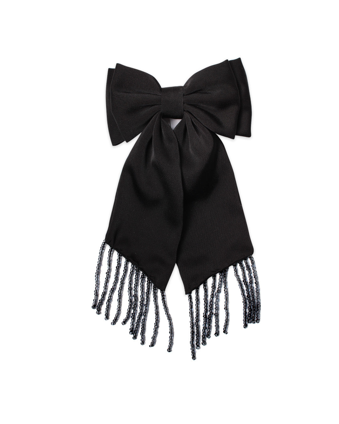 Beaded Fringe Bow Barrette