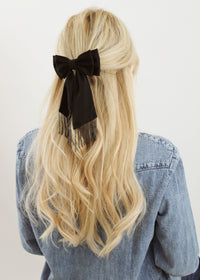 Beaded Fringe Bow Barrette