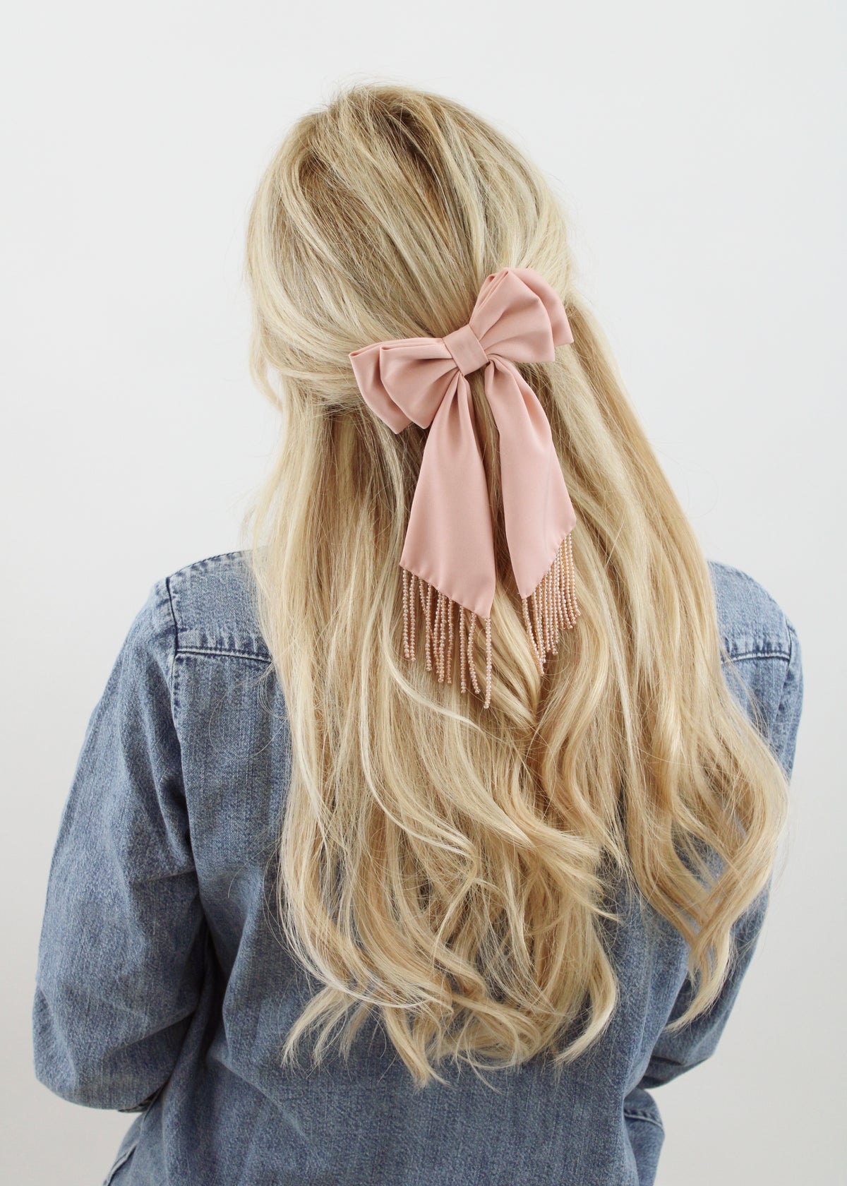 Beaded Fringe Bow Barrette