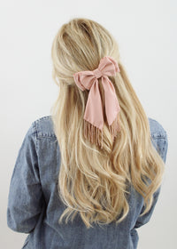 Beaded Fringe Bow Barrette