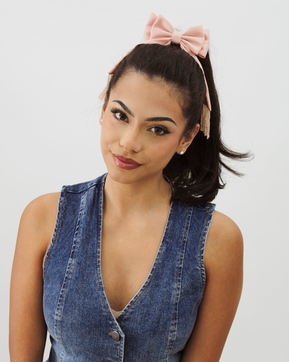 Beaded Fringe Bow Barrette