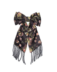 Beaded Fringe Bow Barrette