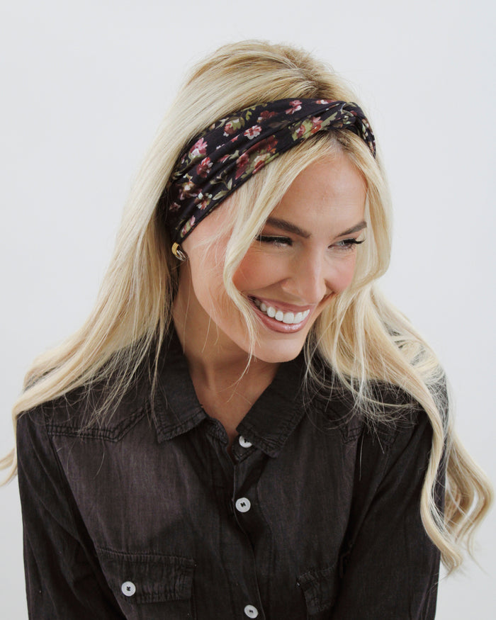 BANDED Hair Accessories. Midnight Garden - Twist Headwrap