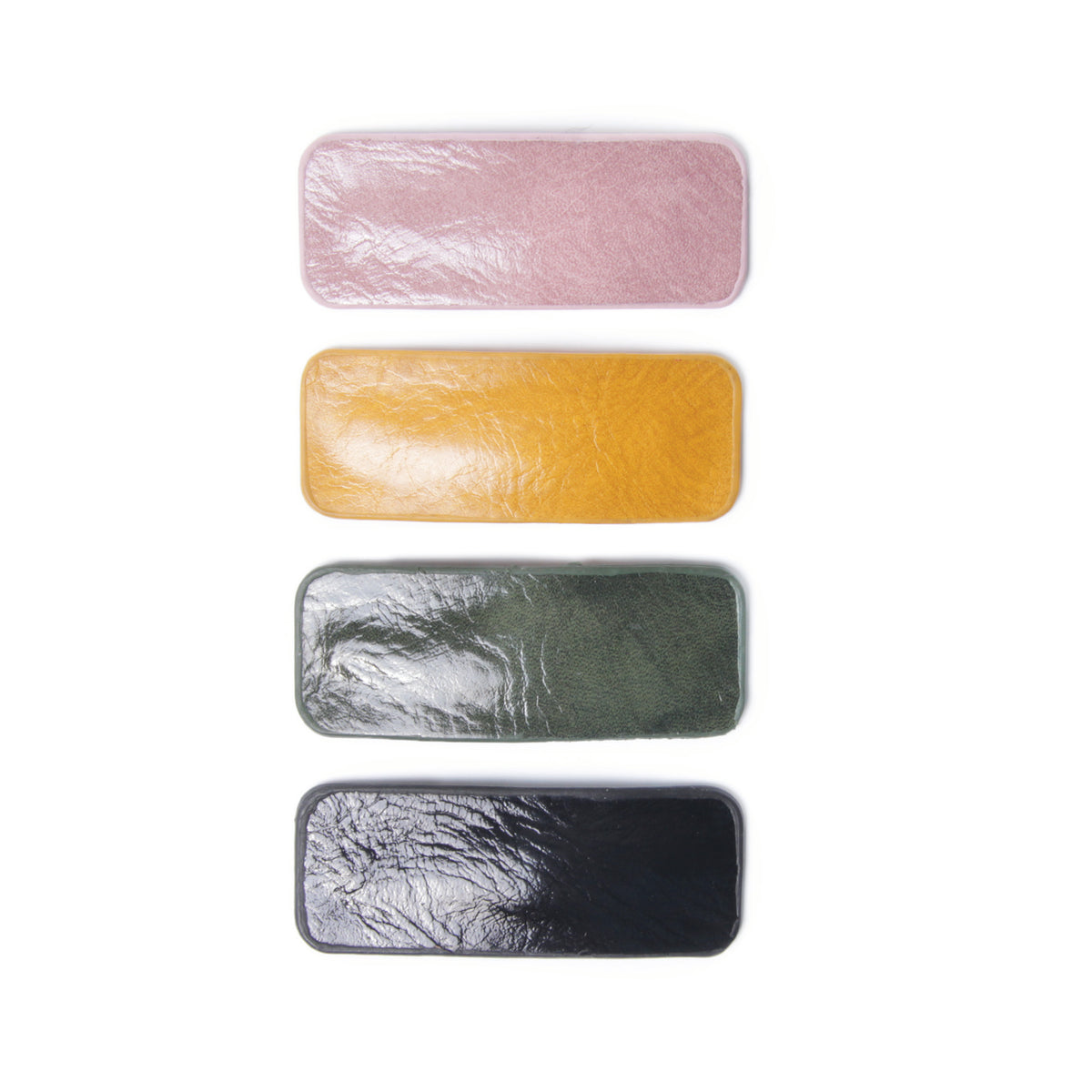 Faux Leather Snap Barrettes - 4 Pack