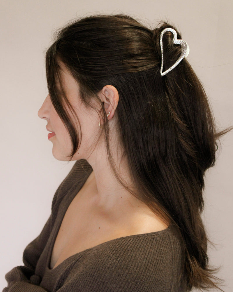 Hammered Heart Claw Clip