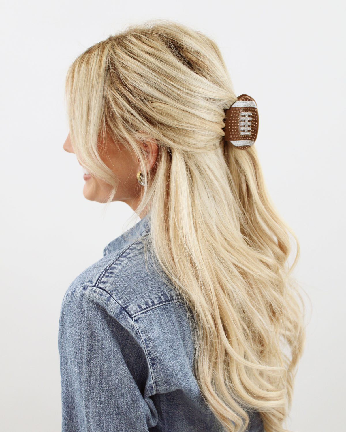 BANDED Hair Accessories. Large Rhinestone Football Clip