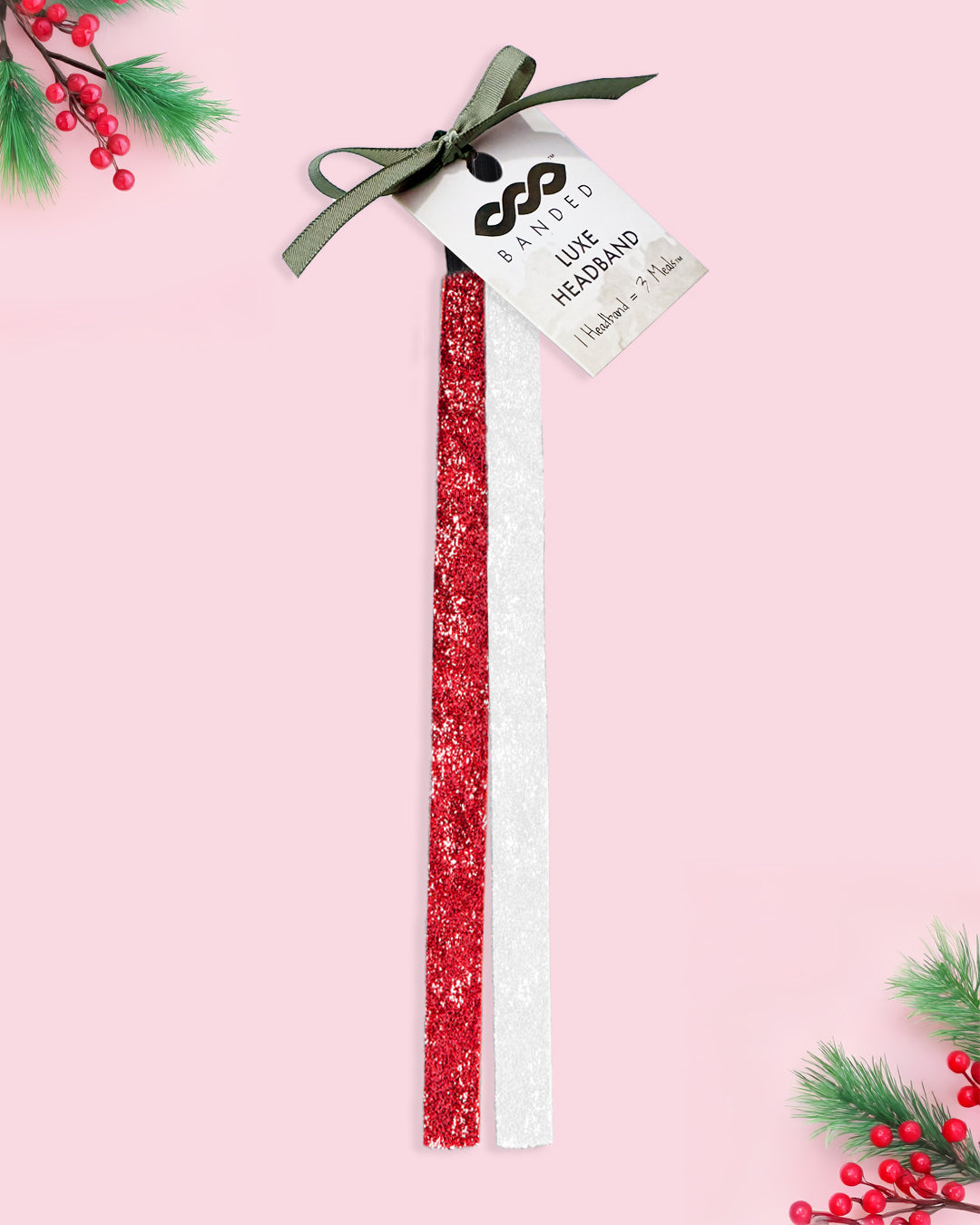 Candy Cane Sparkle Duo -2 Pack Skinny Headbands