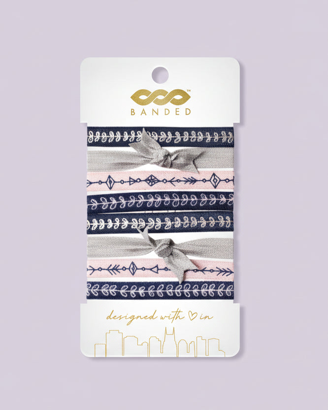 Silver Fences - Skinny Hair Ties - 8 Pack