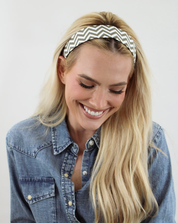 Taupe Chevron - Original Wide Headband