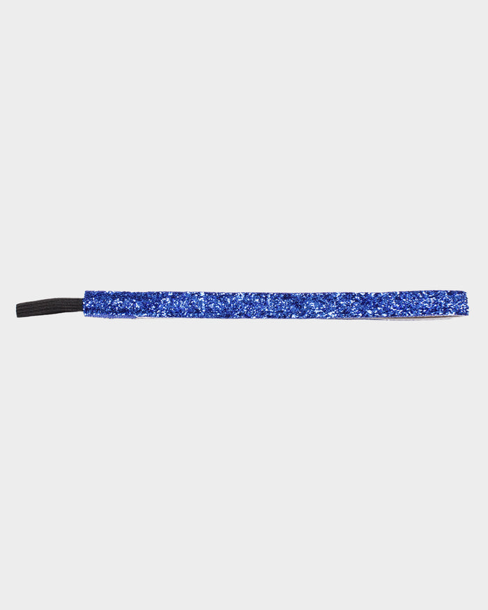 Blue sparkle headband on a white background