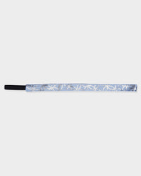 Headband with silver ring pattern on a white background