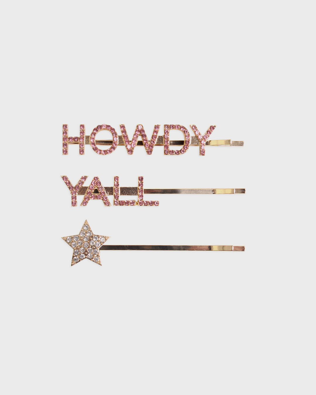 Howdy Y'all - 3 Pack Rhinestone Bobby Pins BANDED Hair Accessories