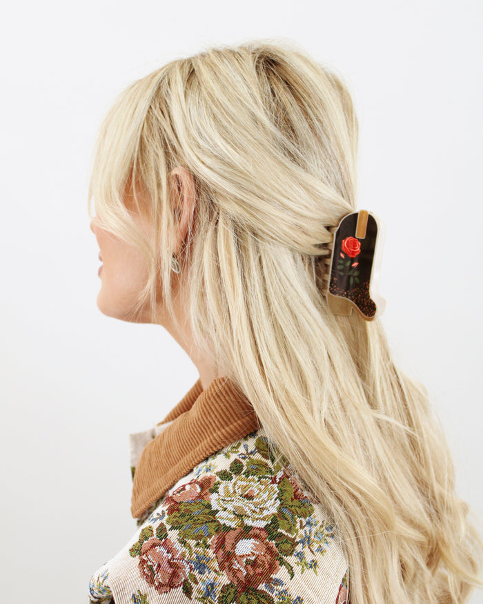 BANDED Hair Accessoires. Rodeo Rose - Cowgirl Boot Claw Clip