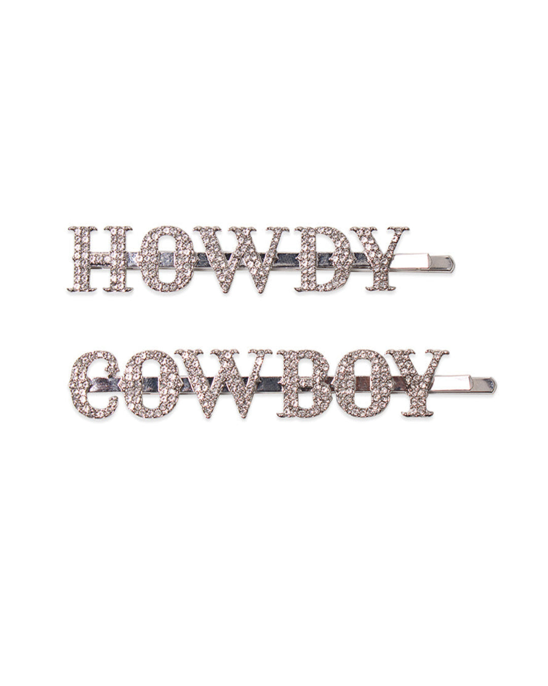 BANDED Hair Accessories. Howdy Cowboy - Word Stack Rhinestone Hair Pins - 2 Pack