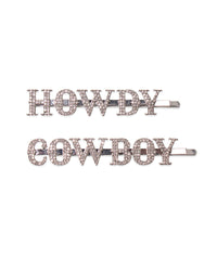 BANDED Hair Accessories. Howdy Cowboy - Word Stack Rhinestone Hair Pins - 2 Pack
