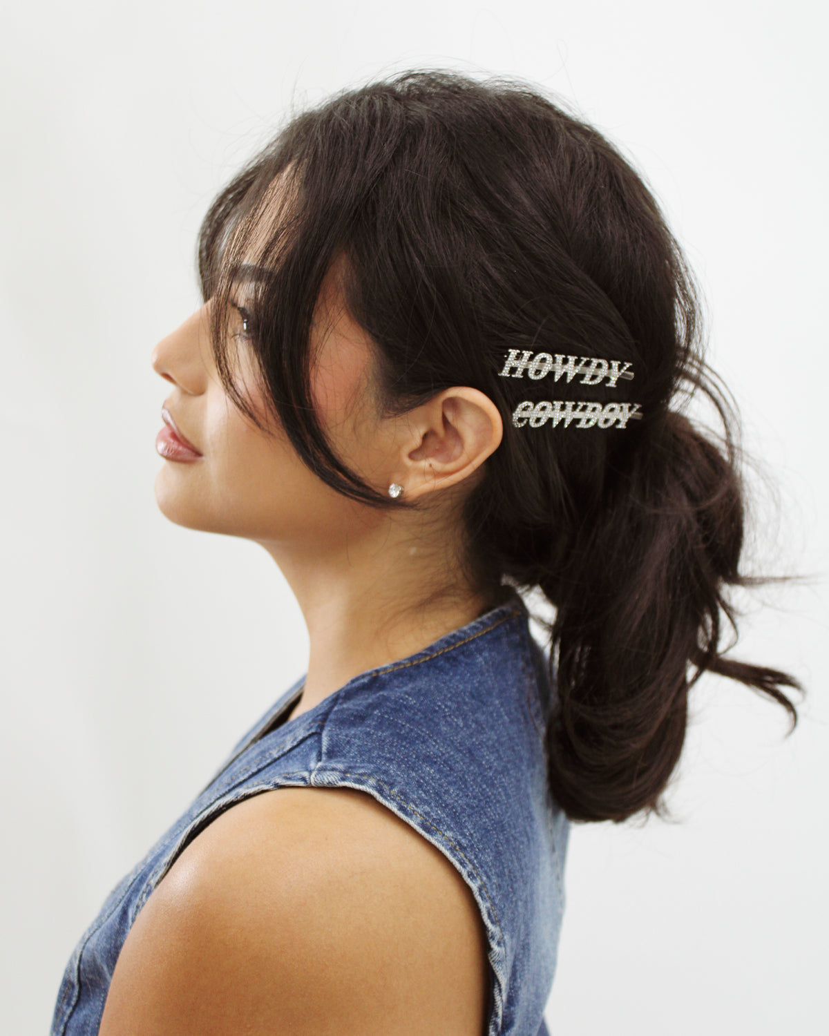 BANDED Hair Accessories. Howdy Cowboy - Word Stack Rhinestone Hair Pins - 2 Pack