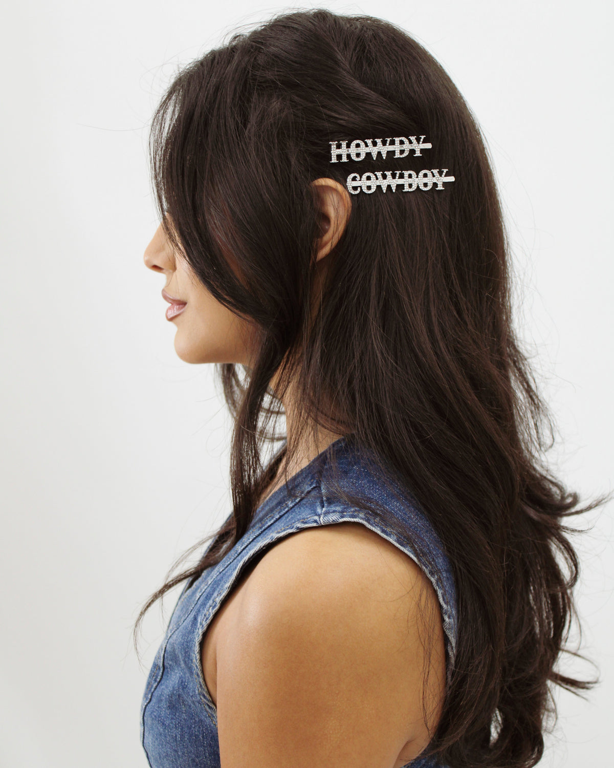 BANDED Hair Accessories. Howdy Cowboy - Word Stack Rhinestone Hair Pins - 2 Pack