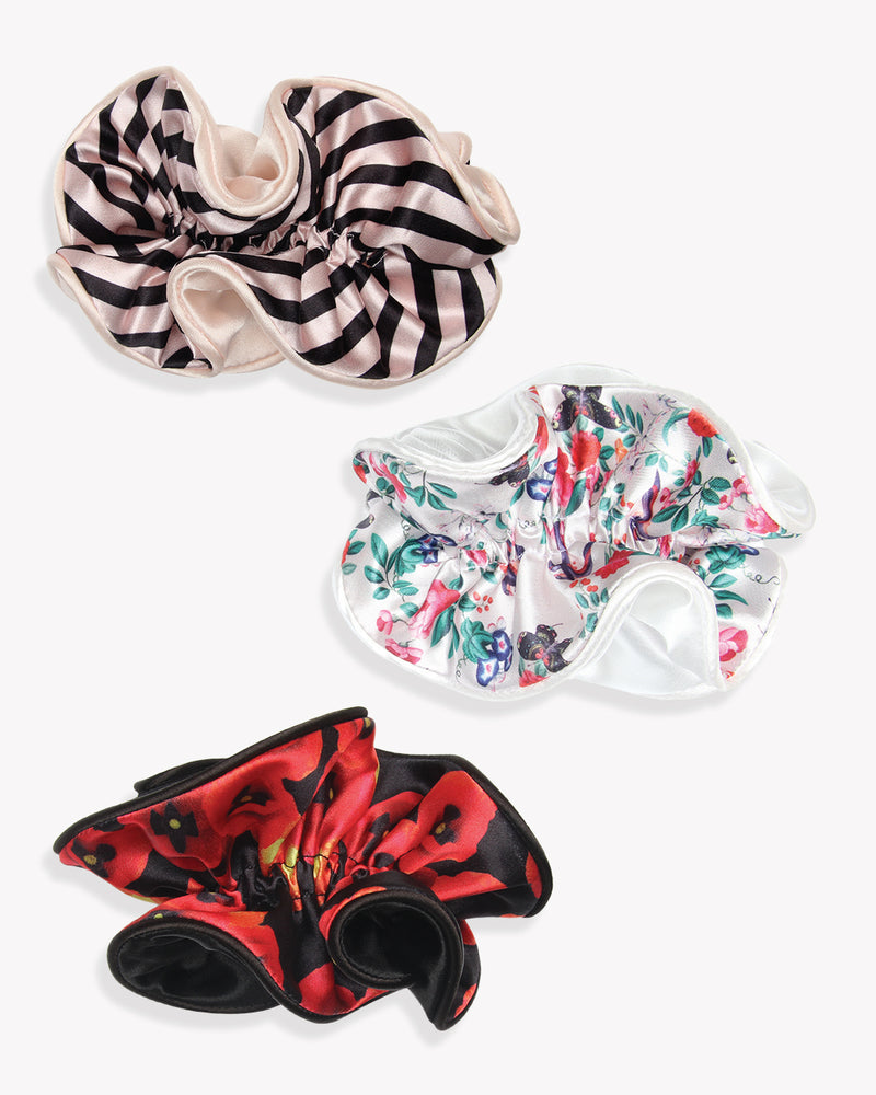 Color-Blocked Statement Scrunchie Trio