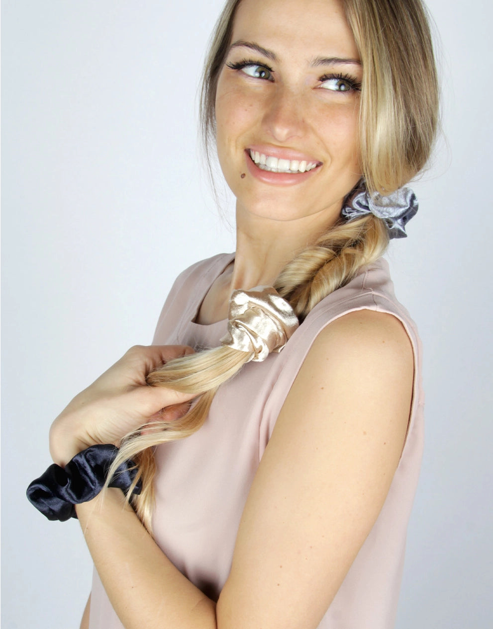 Textured Satin Scrunchies - 3 Pack