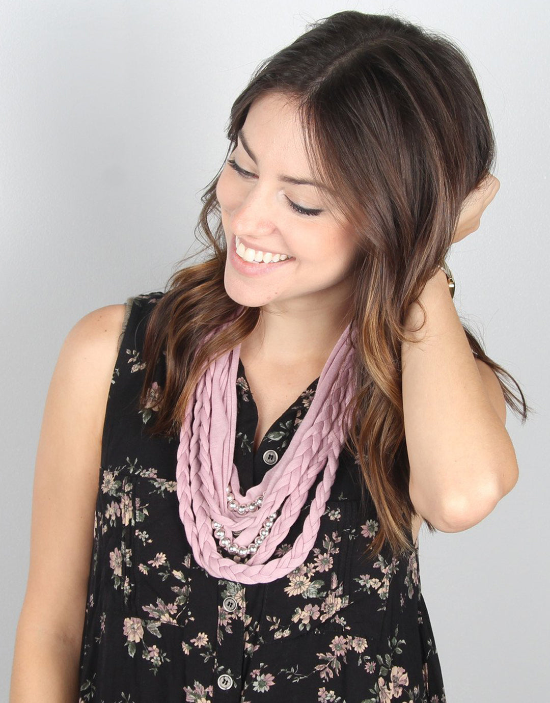 Misty Rose Beaded Layer Scarf