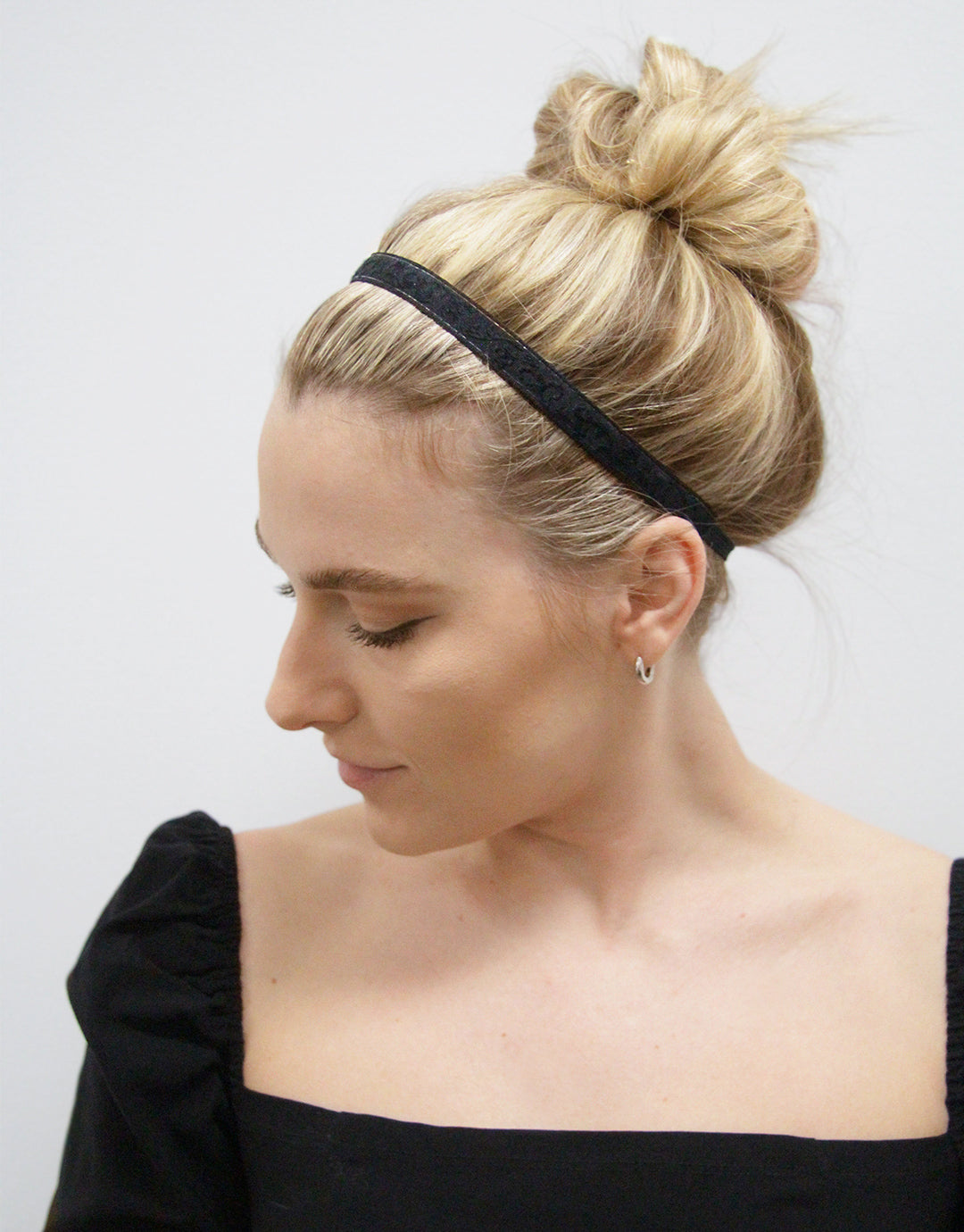 Black Synthetic Hair Bow Headband