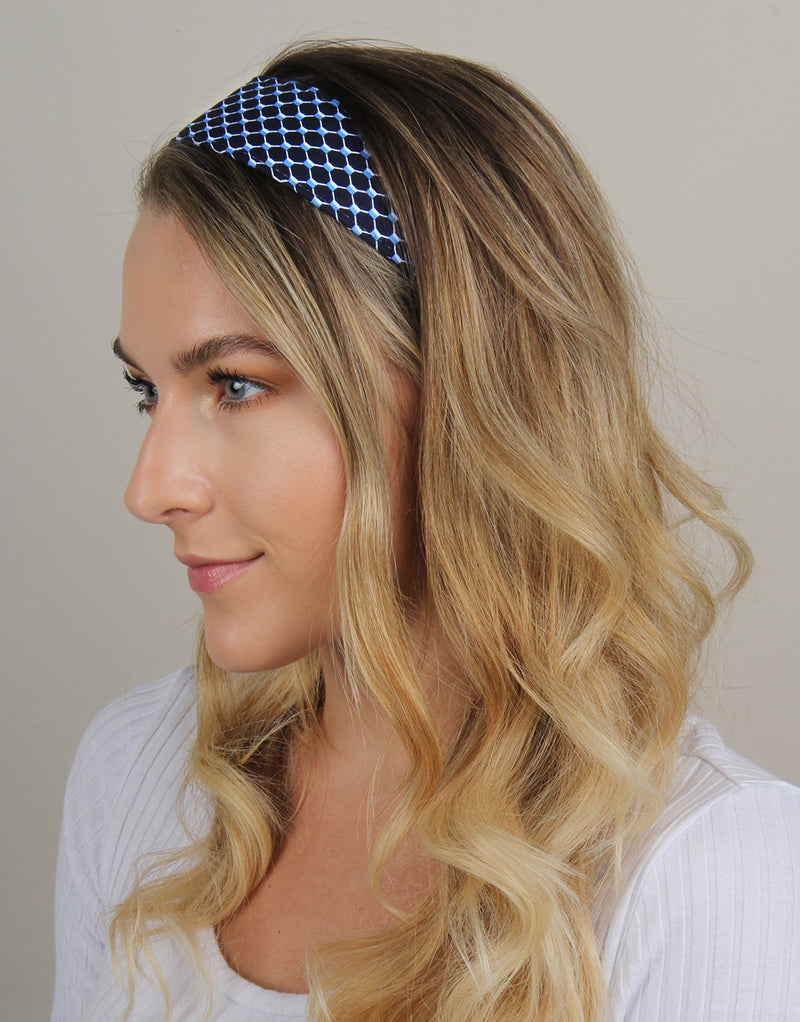 BANDED Women’s Premium Headbands + Hair Accessories - Navy Fish Net - Wide Headband