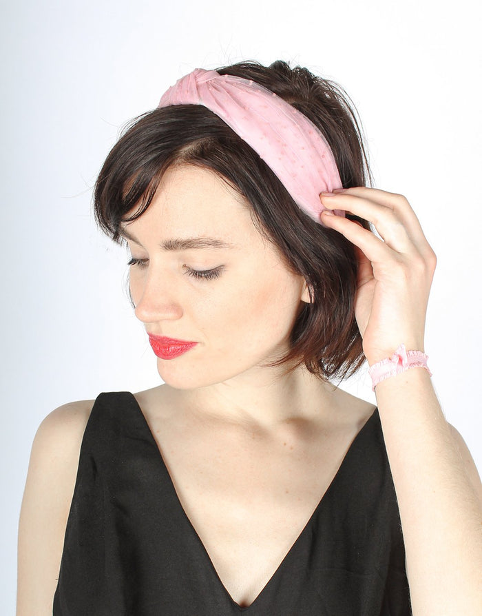 Pink Champagne - Polka Dot Fabric Headband