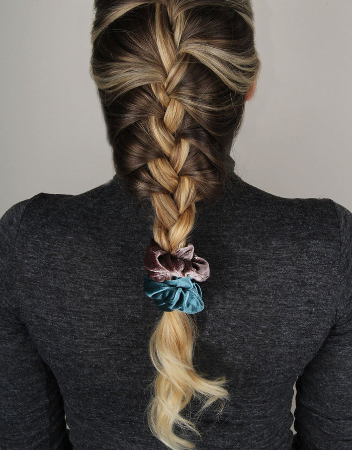 BANDED Women’s Premium Hair Accessories -Ancient Glacier - 2 Pack Velvet Scrunchies