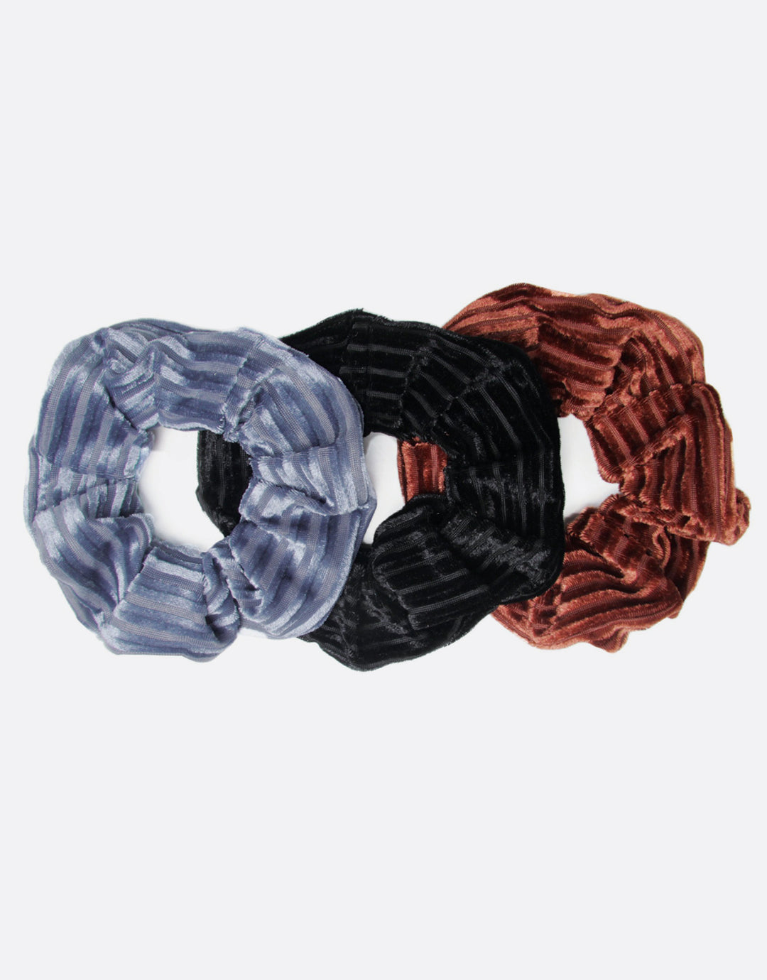 BANDED Women’s Premium Hair Accessories - Seas the Day - 3 Pack Ribbed Velvet Scrunchies